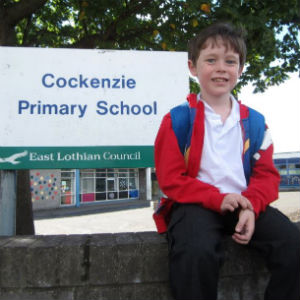 Jack on his last day at Cockenzie Primary School, East Lothian, Scotland