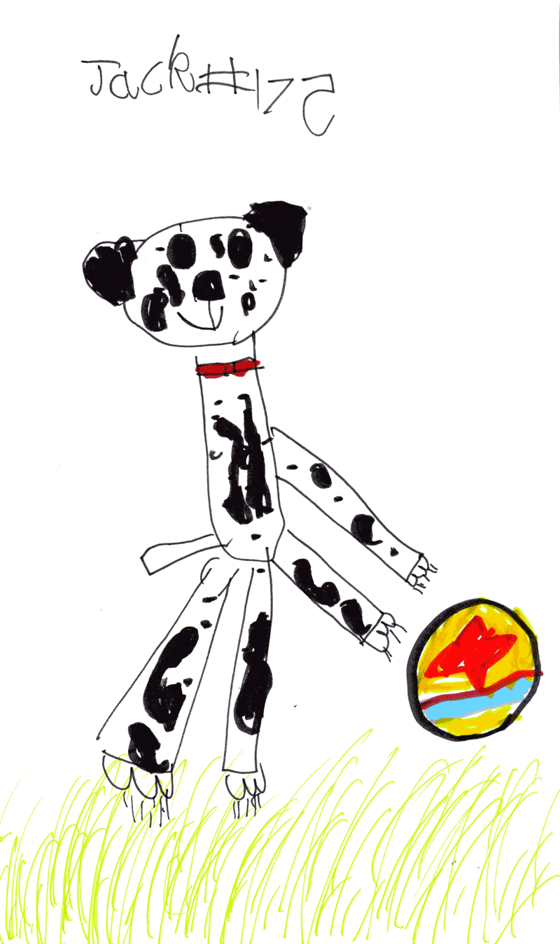 Dog for my friend Cat (Dalmatian with Pixar ball) for David Angell
