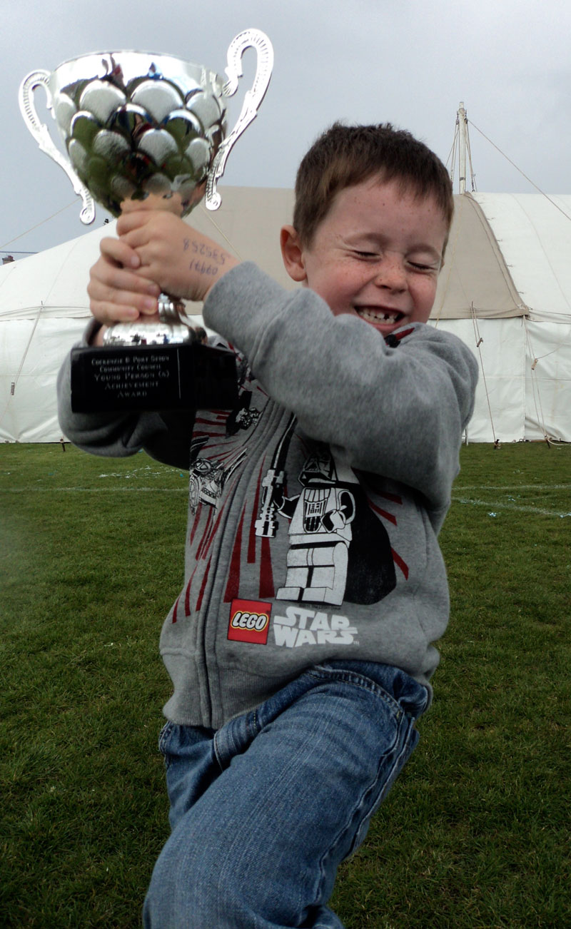 Jack wins local Young Person Achievement Award (trophy time)