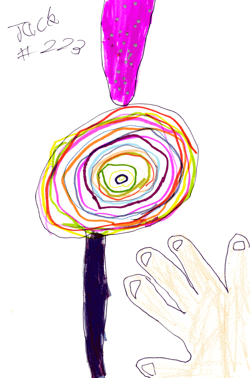 World’s yummiest lollipop (plus Jack’s hand & tongue) for Luke Gibbs