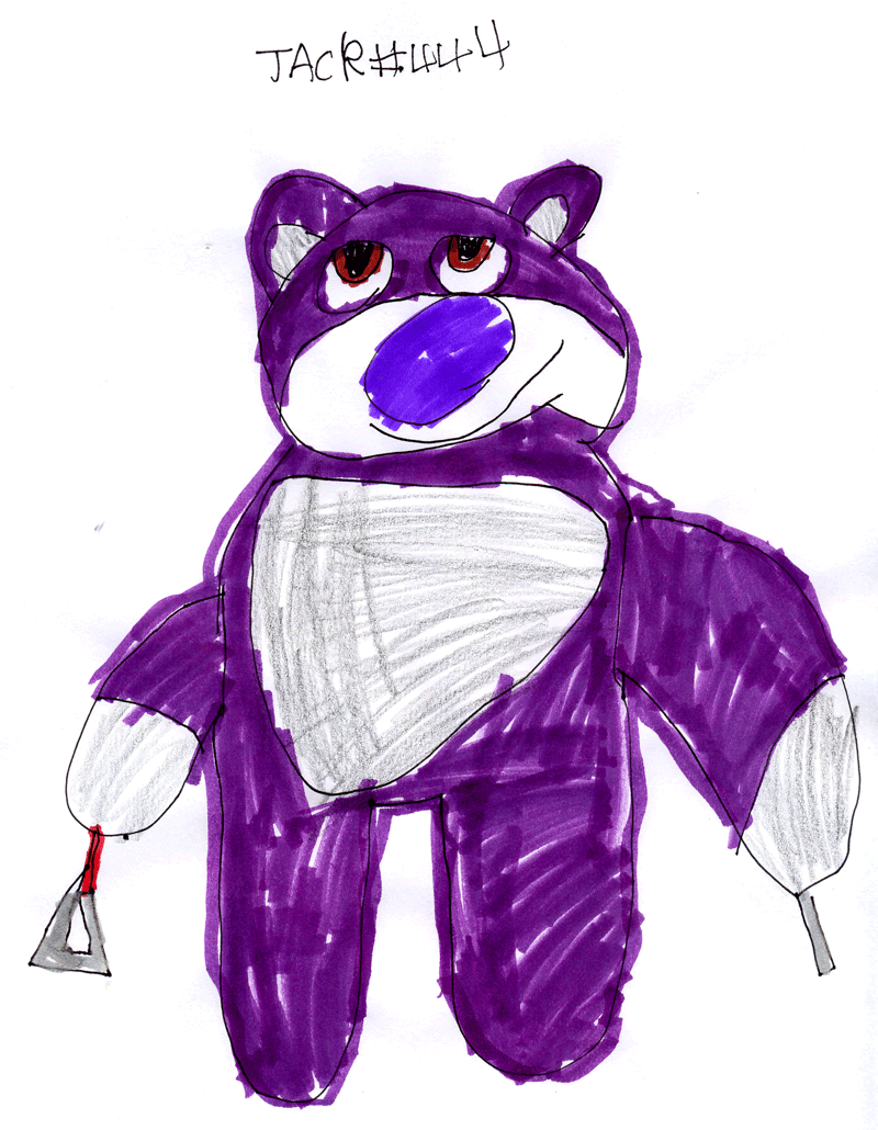 Lots-O-Huggin Bear (from Toy Story 3) playing the triangle for Tim Baker