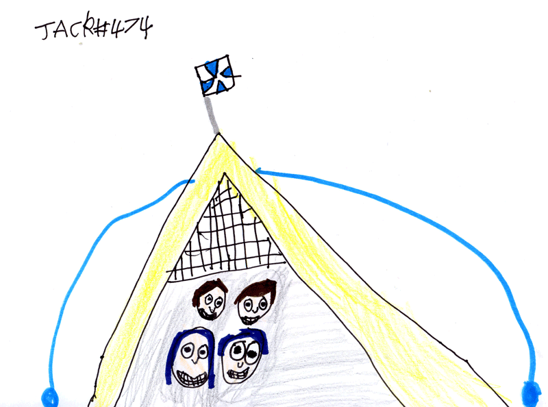 Us camping in a tent for Elizabeth, Damon, Isaac & Gabriel Clifford
