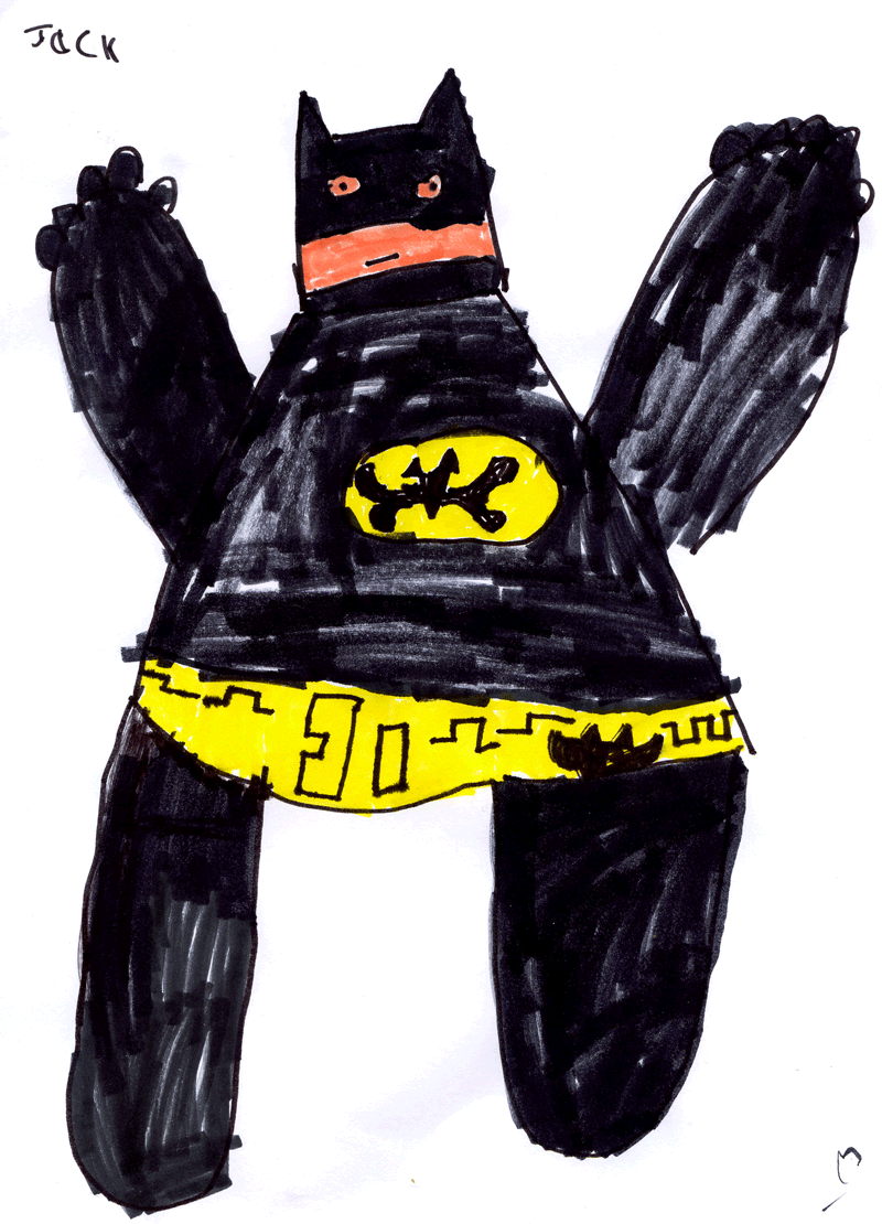 superhero kid drawing