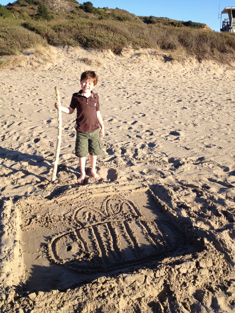California Jack draws on Stinson Beach
