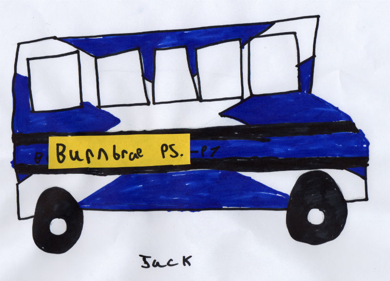 School Bus decorated with a Scottish Saltire for Burnbrae Primary School