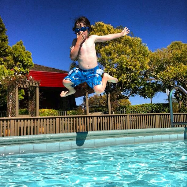 Jack jumping into a swimming pool this Summer (not the time mentioned in the post)